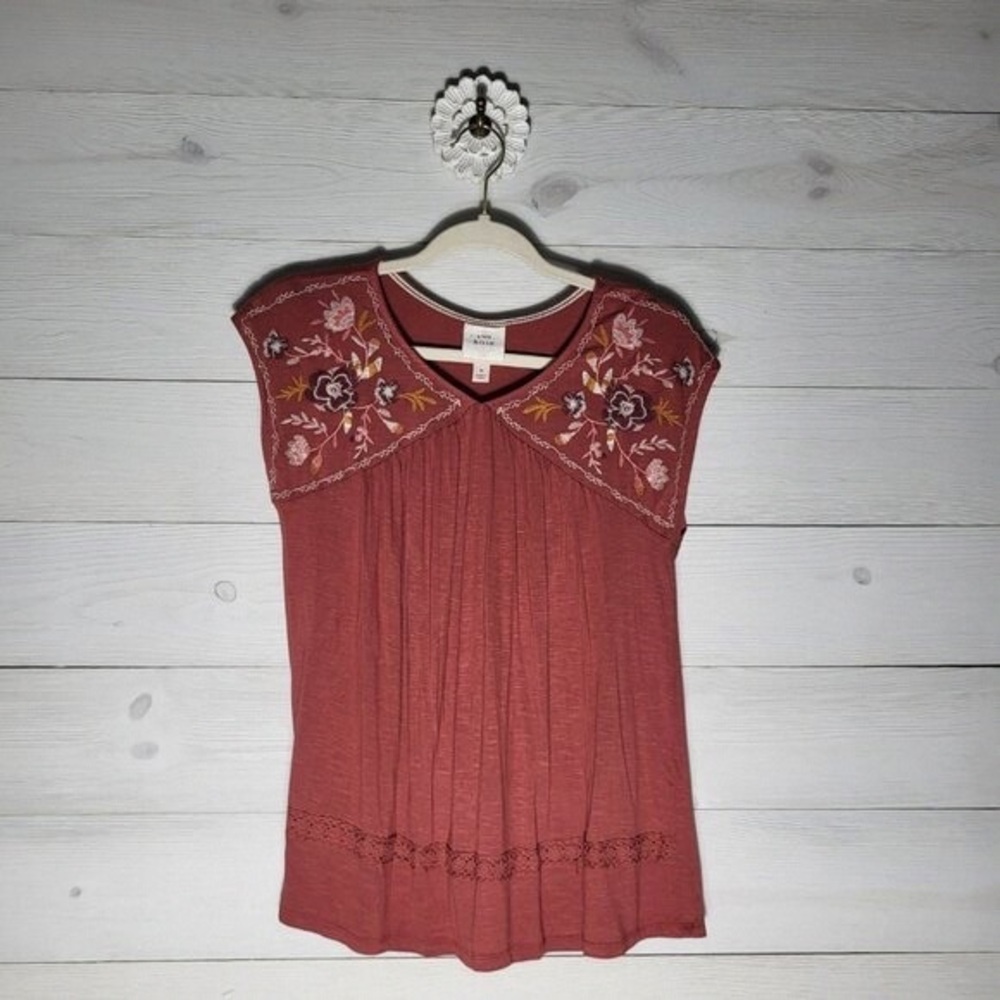 Knox Rose Terracotta Embroidered Blouse